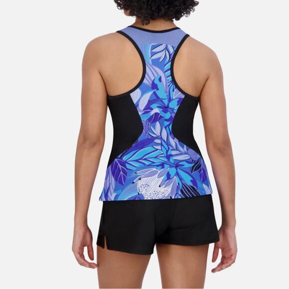 ZeroXposur Ladies Scuba 2 Piece Tankini Swimsuit Blue Black Small NWT - Picture 2 of 7